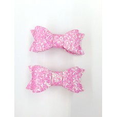 'Jean' Sparkle bow set - Candy Pink